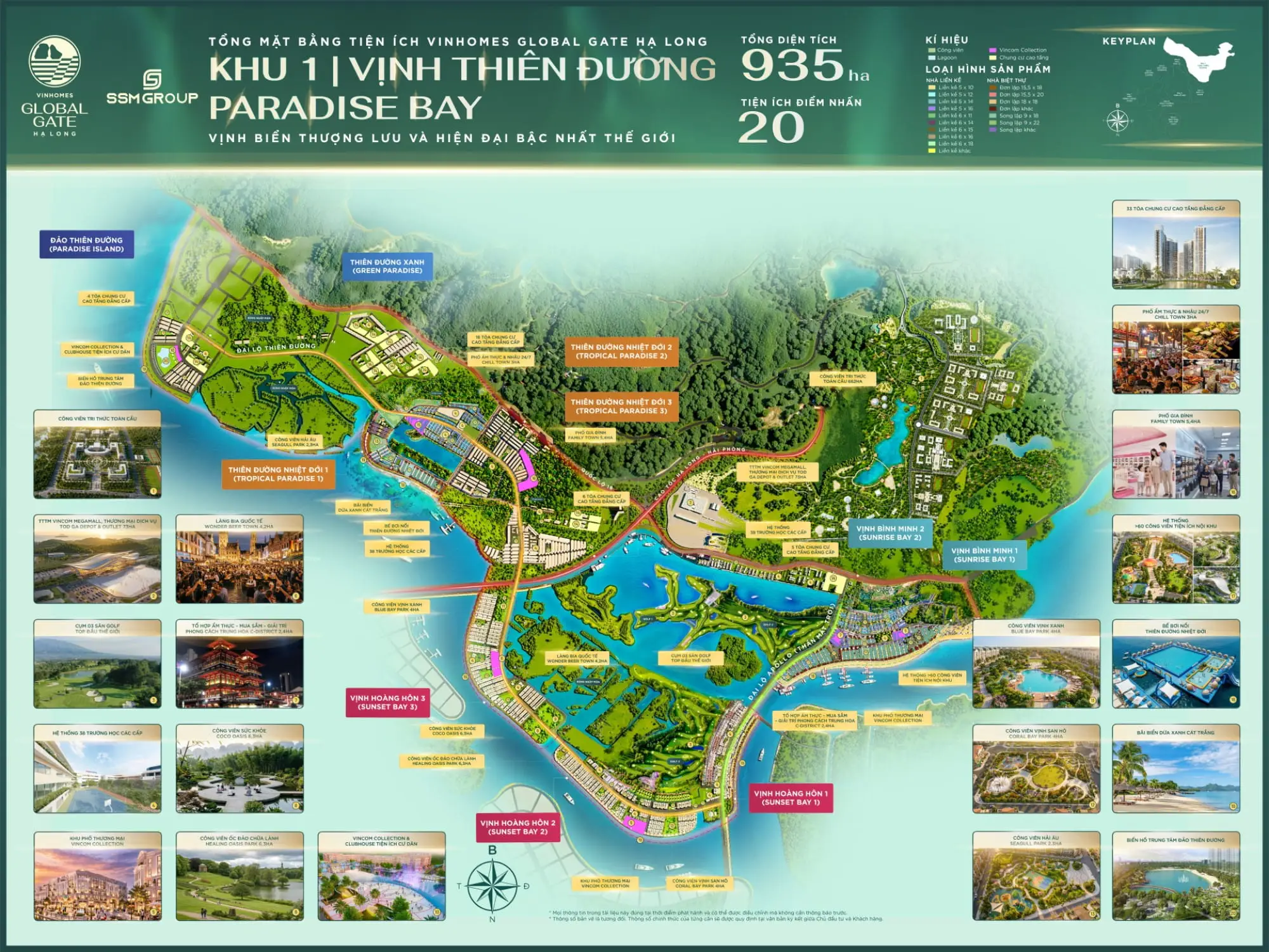 Tổng mặt bằng tiện ích Vịnh Thiên Đường tại Vinhomes Global Gate